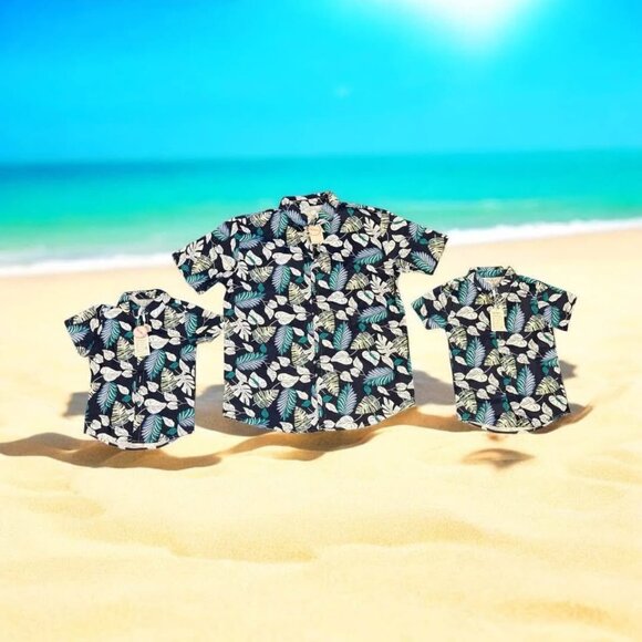 Daddy & Me NWT Matching Hawaiian Shirts-Awibmk Brand-L (Adult) 130 & 120 (Kids) - Picture 1 of 7